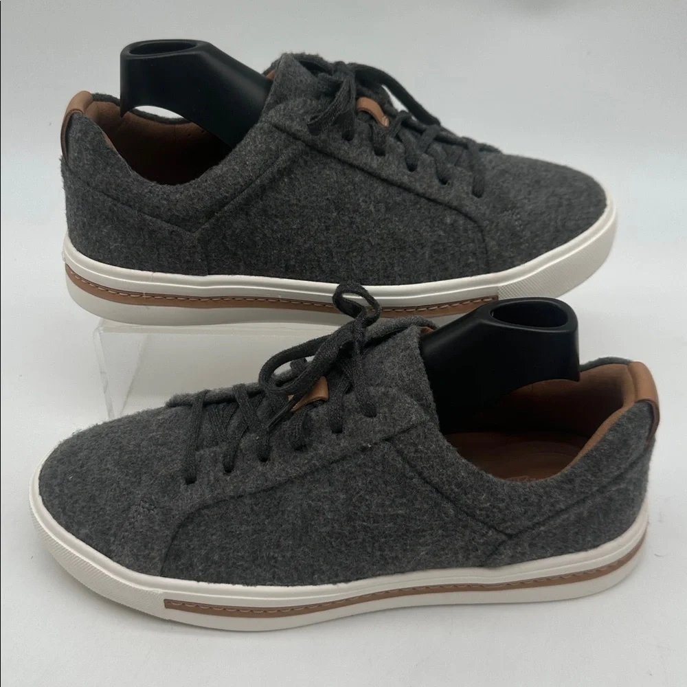 CLARKS Un Maui Shoes Lace Sneakers Women Size 6 Gray Contoured Comfort Wool